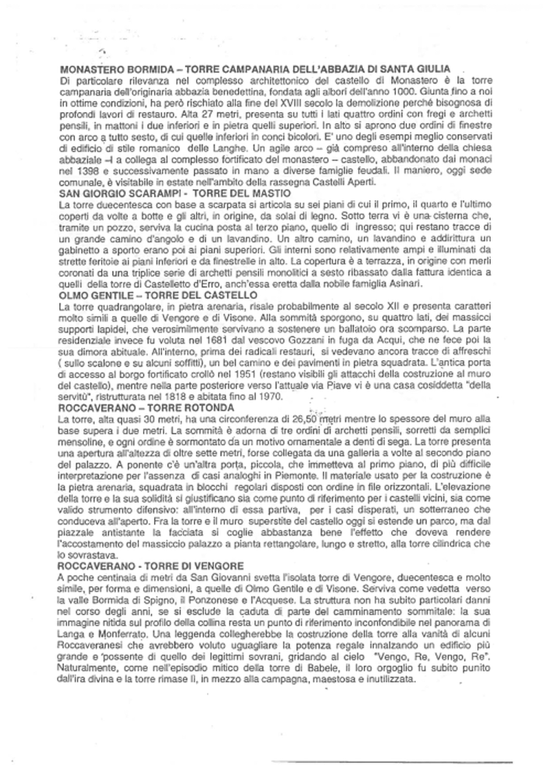 Notizie storiche sulle 5 Torri
